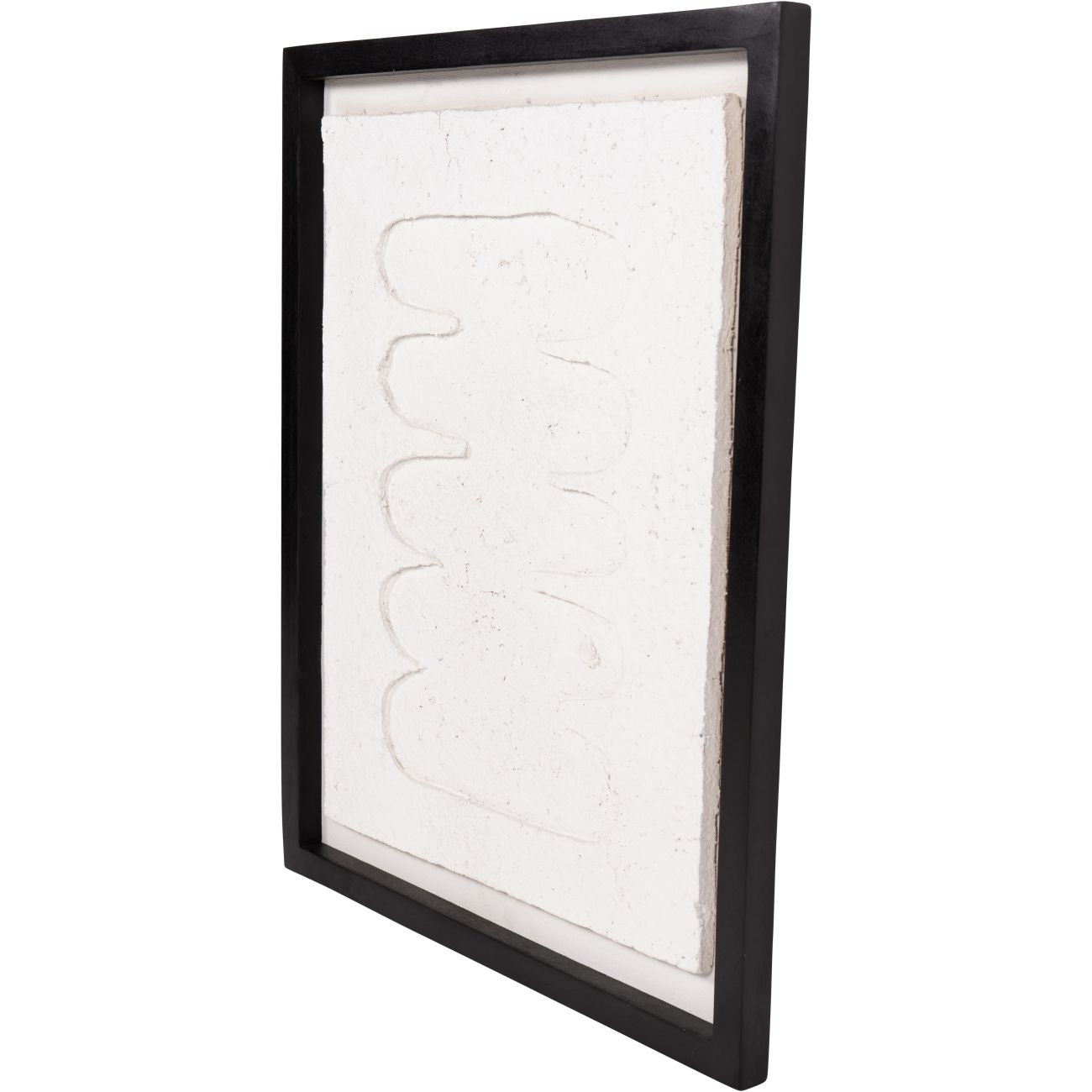 Abstract Japanese White Papier Mache Framed Wall Art 3